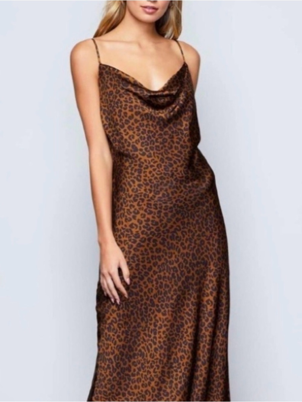 Good American Brown Leopard-Print Satin Slip Dress